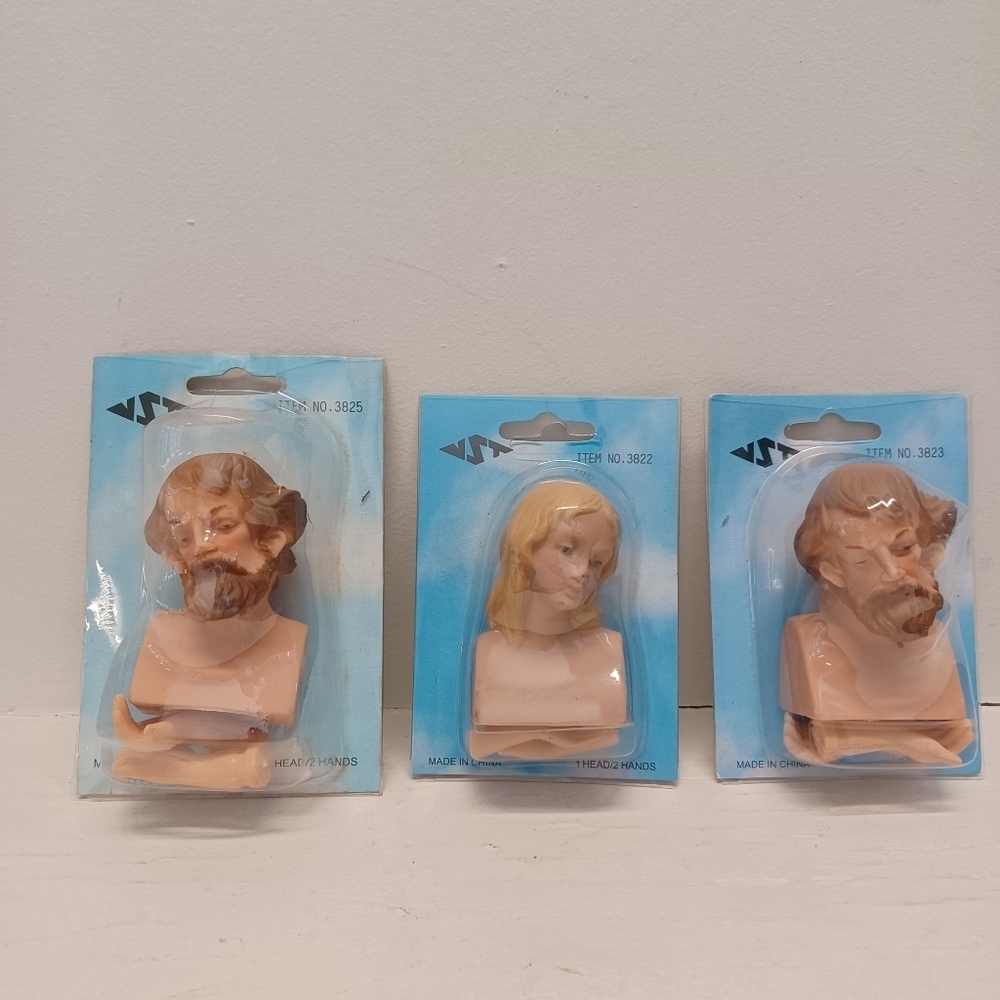 Joseph / Mary Plastic Vinyl Head And Hands Doll Parts Religious Divinity